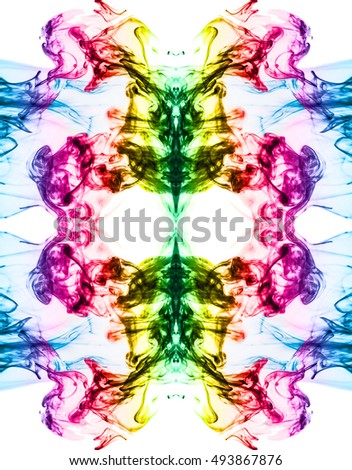 Design concept. Ready solutions design. Multicolored jetstream ink in water arranged like a fractal.