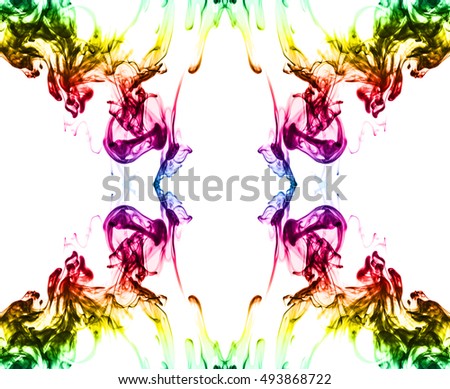 Design concept. Ready solutions design. Multicolored jetstream ink in water arranged like a fractal.