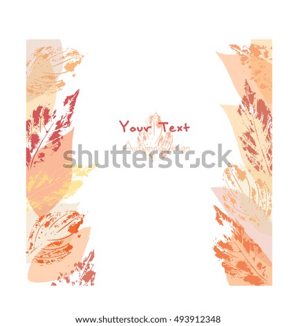 Vector autumn design template.Decorative borders with leaves imprints.Clipping mask.