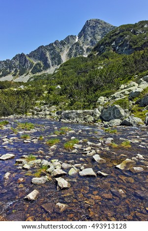 River and Sivrya peak, Pirin Mountain, Bulgaria