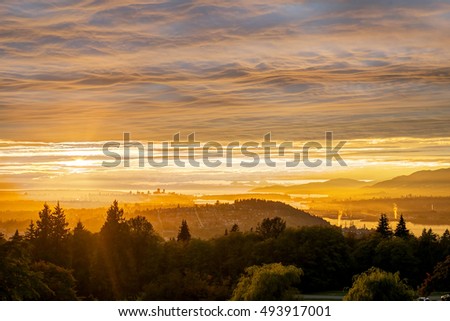 sunset view from a mountaintop