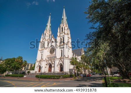 St John the Baptist Cathedral in Savannah Georgia, USA Royalty-Free Stock Photo #493931878