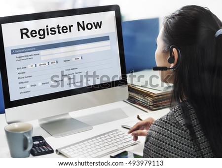 Register Now Application Information Concept