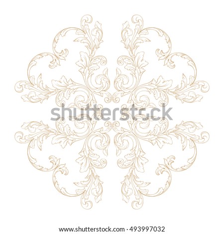 Gold vintage baroque element ornament retro pattern antique style acanthus. Decorative design element filigree calligraphy vector. You can use for wedding decoration of greeting card and laser cutting
