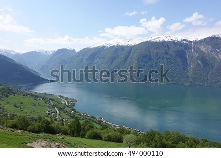 Beautiful fjord in Flam, Norway. The picture was taken on the way back to Flam after visiting stegastein viewpoint