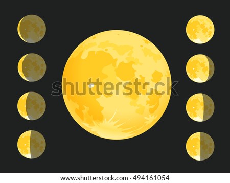 Different silhouettes of the Moon. Vector clip-art