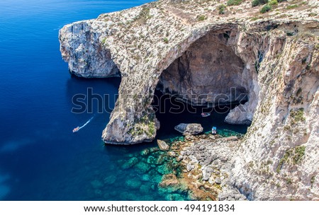 Blue Grotto in Malta Royalty-Free Stock Photo #494191834
