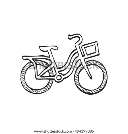 City bike icon in doodle sketch lines. Transportation sport urban fashion