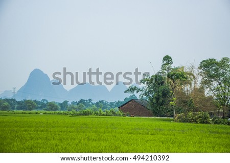 The mountains and rural scenery in spring