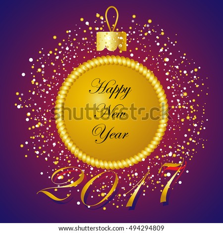 Happy New Year , text design. Vector greeting illustration with golden numbers