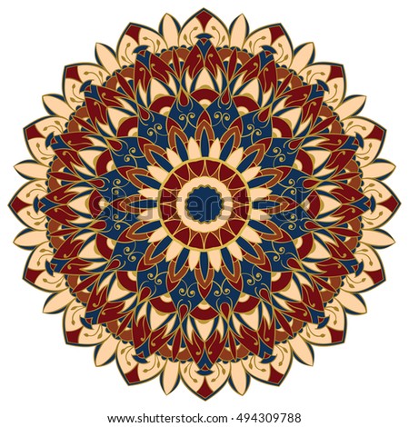 Colorful ornate mandala. Round eastern vector ornament. Design element.
