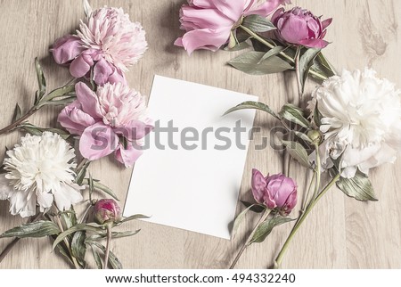 Mockup With Card And Flowers