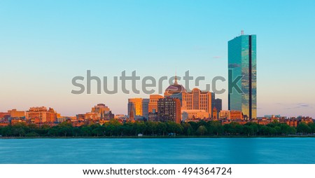 Boston, Massachusetts, USA: View of Boston Back Bay district at dusk