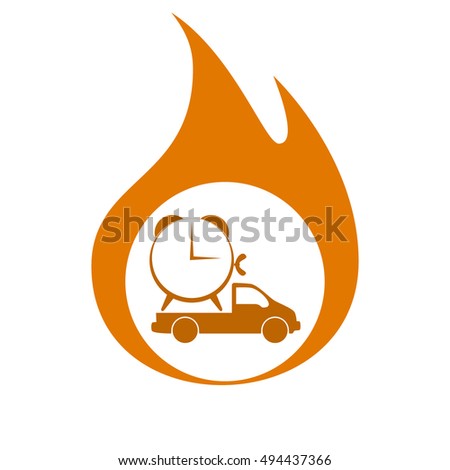 Flat paper cut style icon of vehicle. Delivery car symbol vector illustration