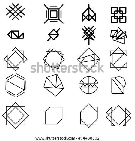 Set of simple minimalistic geometric isolated objects for your design. Vector logo, icons