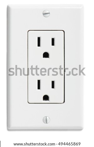 North American U.S. electrical socket outlet plug isolated on white background Royalty-Free Stock Photo #494465869