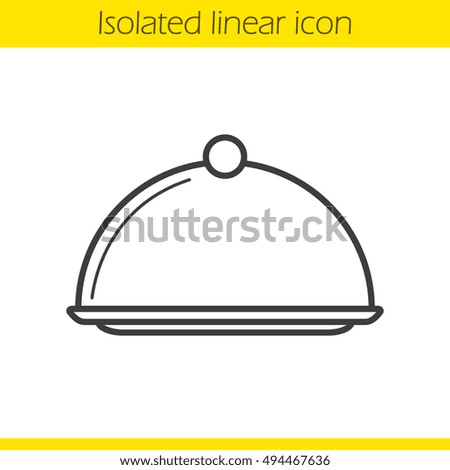 Covered dish linear icon. Thin line illustration. Restaurant food serving dish platter with lid. Contour symbol. Vector isolated outline drawing