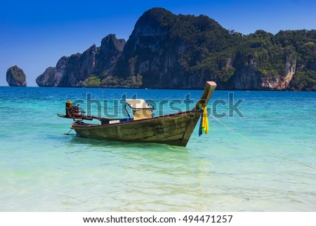 Boat at a beach in Phuket, Thailand, Asia