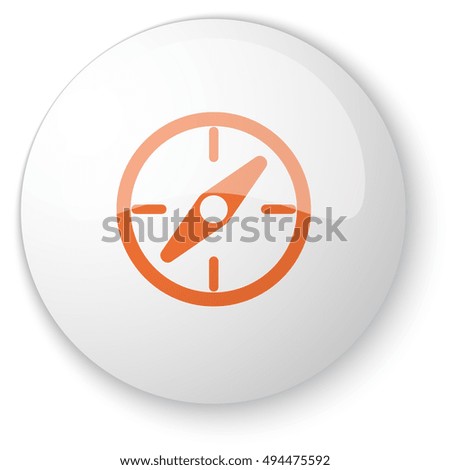 Glossy white web button with orange Compass icon on white background