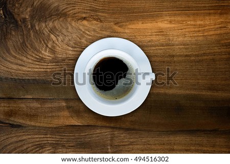 coffee on wood texture background