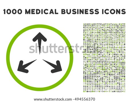 Expand Arrows icon with 1000 medical commercial eco green and gray vector design elements. Collection style is flat bicolor symbols, white background.
