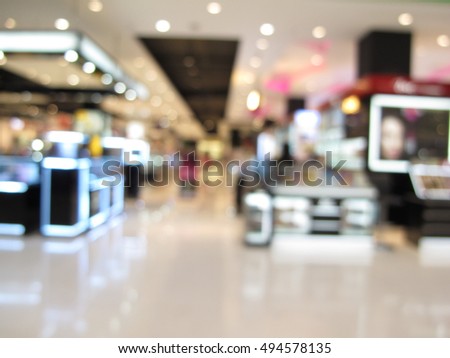 Shopping mall, modern department store, abstract blur interior background