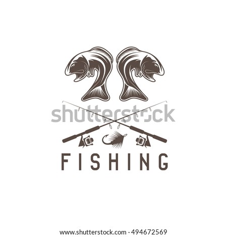 vintage fishing vector design template with largemouth bass