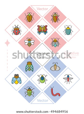 icon set insect vector