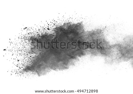 abstract powder splatted background,Freeze motion of black powder exploding/throwing black powder