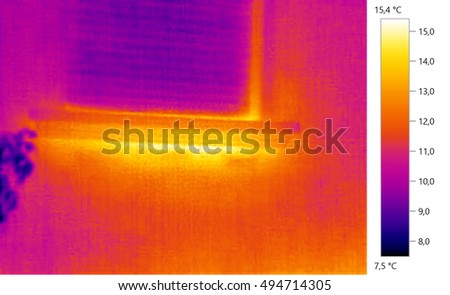 Thermal  image IR, windows , color scale Royalty-Free Stock Photo #494714305