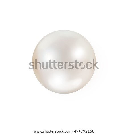 Shimmering white natural pearl isolated on white background Royalty-Free Stock Photo #494792158