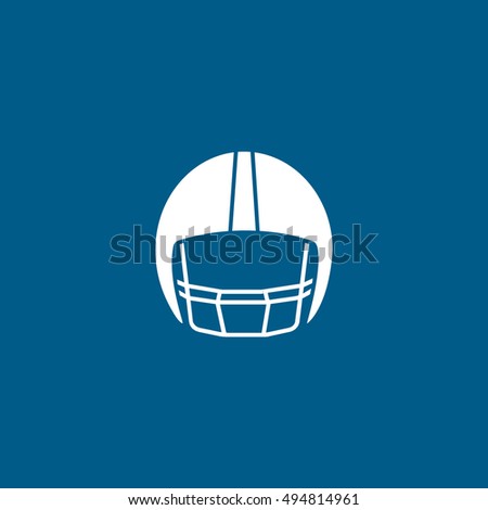 American Football Helmet Flat Icon On Blue Background