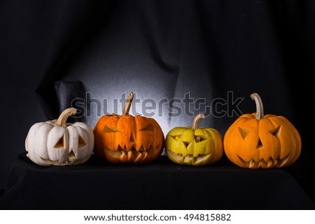 
Halloween pumpkin monster scary face lantern.