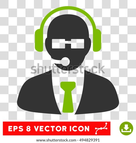 Vector Support Manager EPS vector pictograph. Illustration style is flat iconic bicolor eco green and gray symbol on a transparent background.