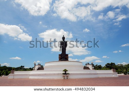 Standing Buddha image at Phutthamonthon, a Buddhist practice site And is a tourist attraction in Nakhon Pathom Province, Thailand.                      