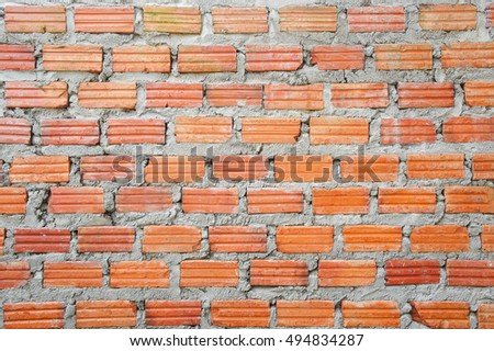 The brick wall background , Texture brick wall red grunge style