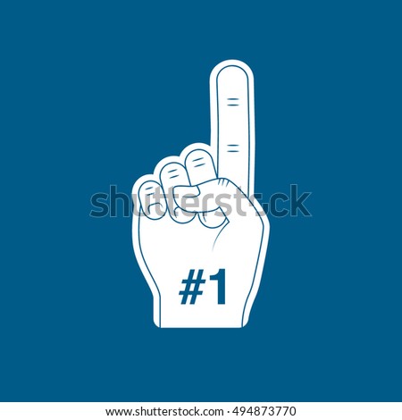 Fan Hand Number One Flat Icon On Blue Background