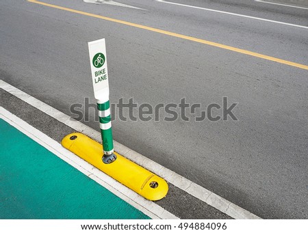 Bike lane, road for bicycles in the city (bicycle, sign, traffic)