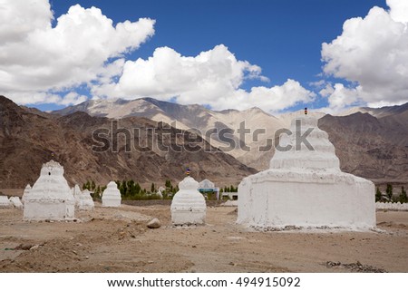 Gompa on plain near Thikse Gompa, Ladakh, India