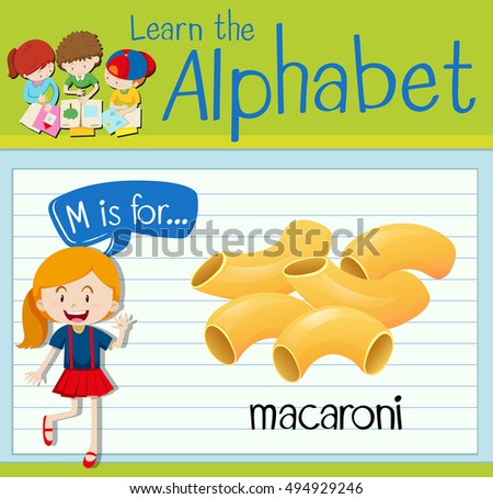Flashcard letter M is for macaroni illustration