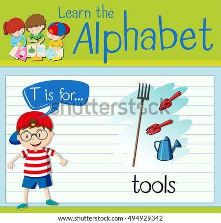 Flashcard letter T is for tools illustration