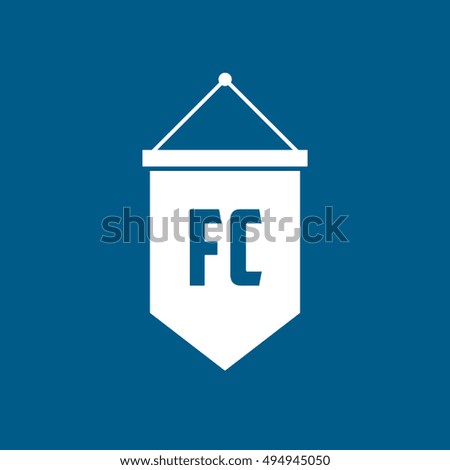 Soccer Pennant Flat Icon On Blue Background
