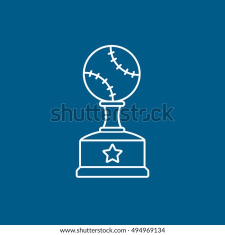 Baseball Cup Line Icon On Blue Background