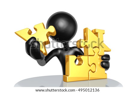 Character With Home Puzzle 3D Illustration