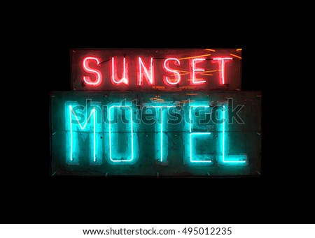 Very Nice Fun Image of a Vintage Motel neon sign