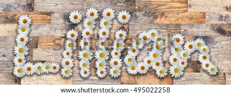 Lillian Name in Daisy Letters Reclaimed Wood Background