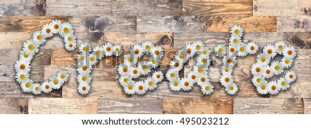 Create Word in Daisy Letters Reclaimed Wood Background