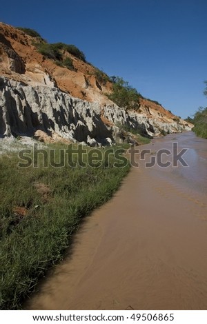 Ham Tien canyon in Vietnam with muddy river in Mui Ne Vietnam
