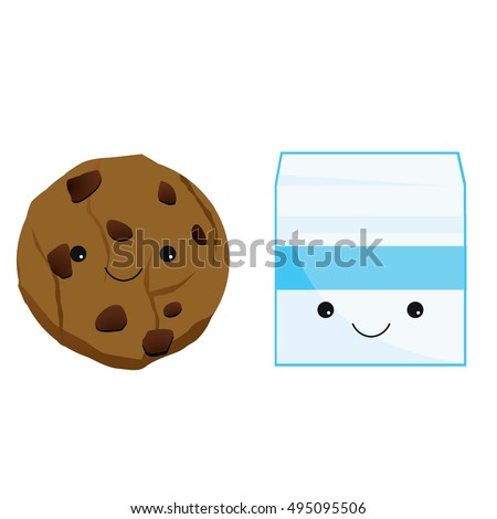 cute cookie and milk clip art for party and food