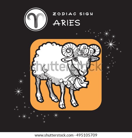 Aries - Zodiac Sign. Vector Icon of Zodiac Symbol. Traditional image of Cute Sheep in Graphic Style.